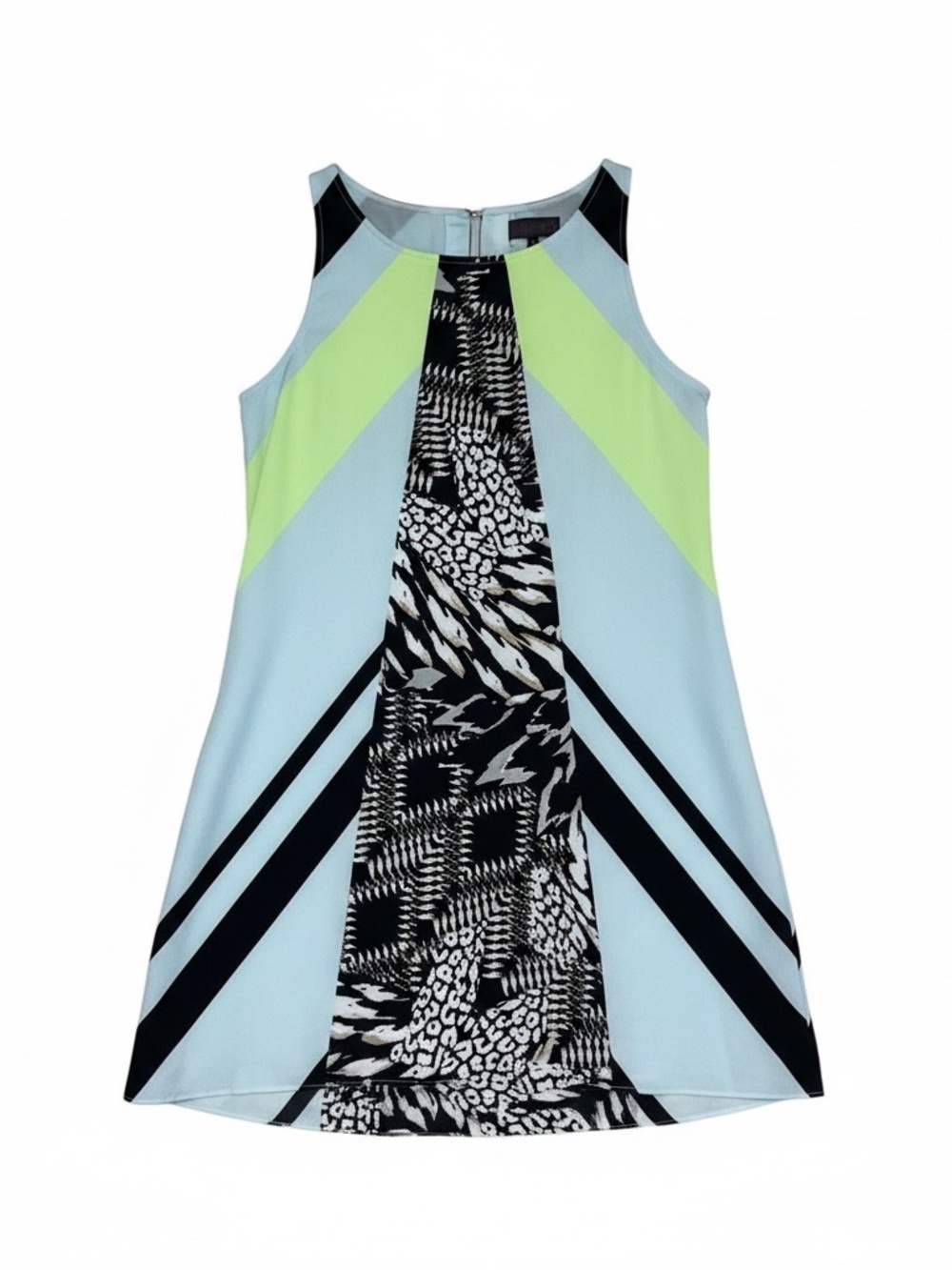 Hale Bob Shift Dress Women’s Small Blue Yellow Black Patterned